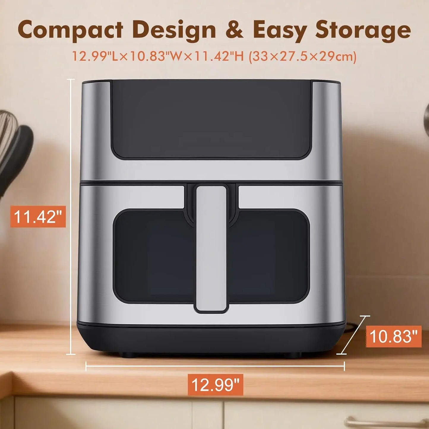 Air Fryer With Window 8 Presets Stainless Exterior 400F