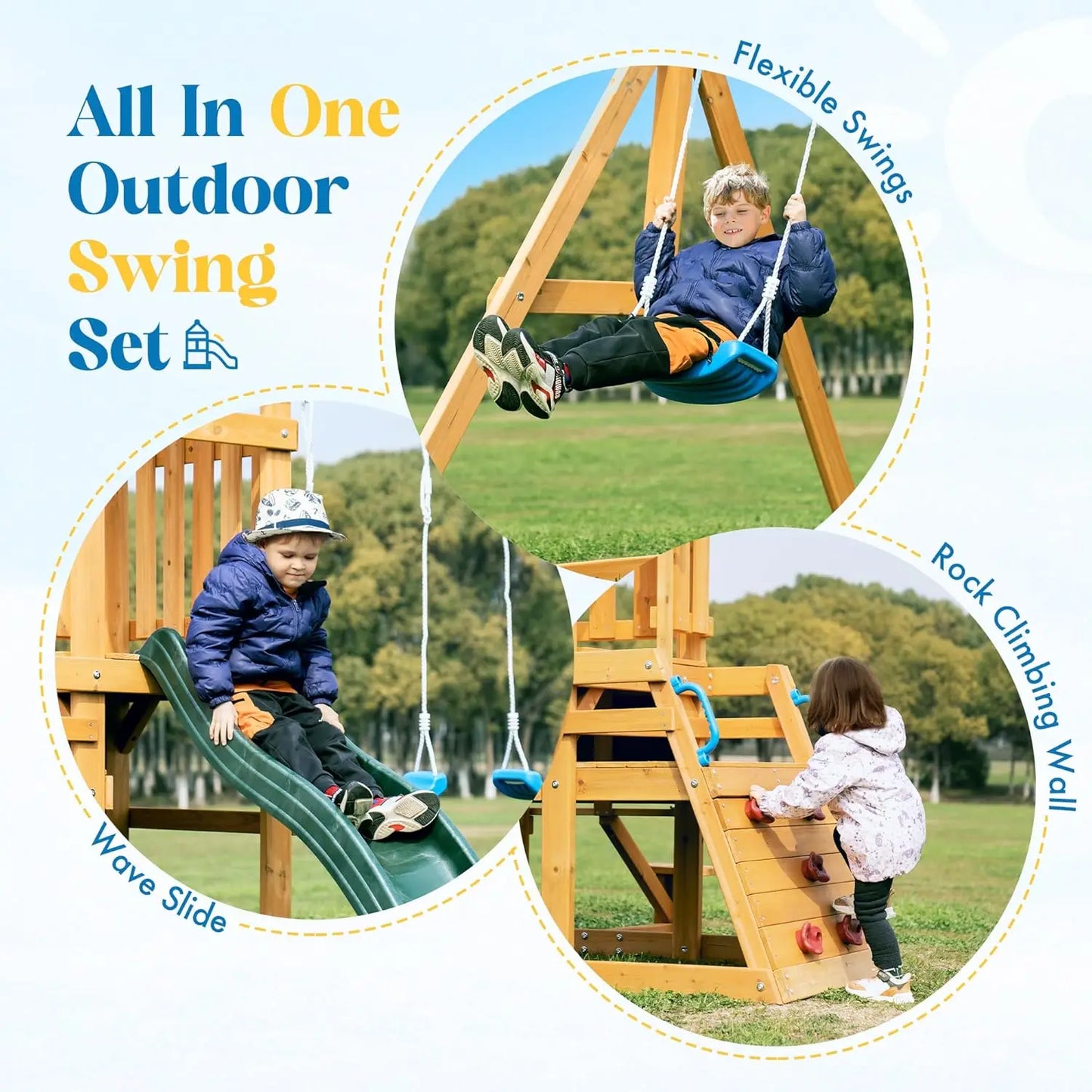 Rolife Robotime Robud Wooden Swing Set With Dual Swings