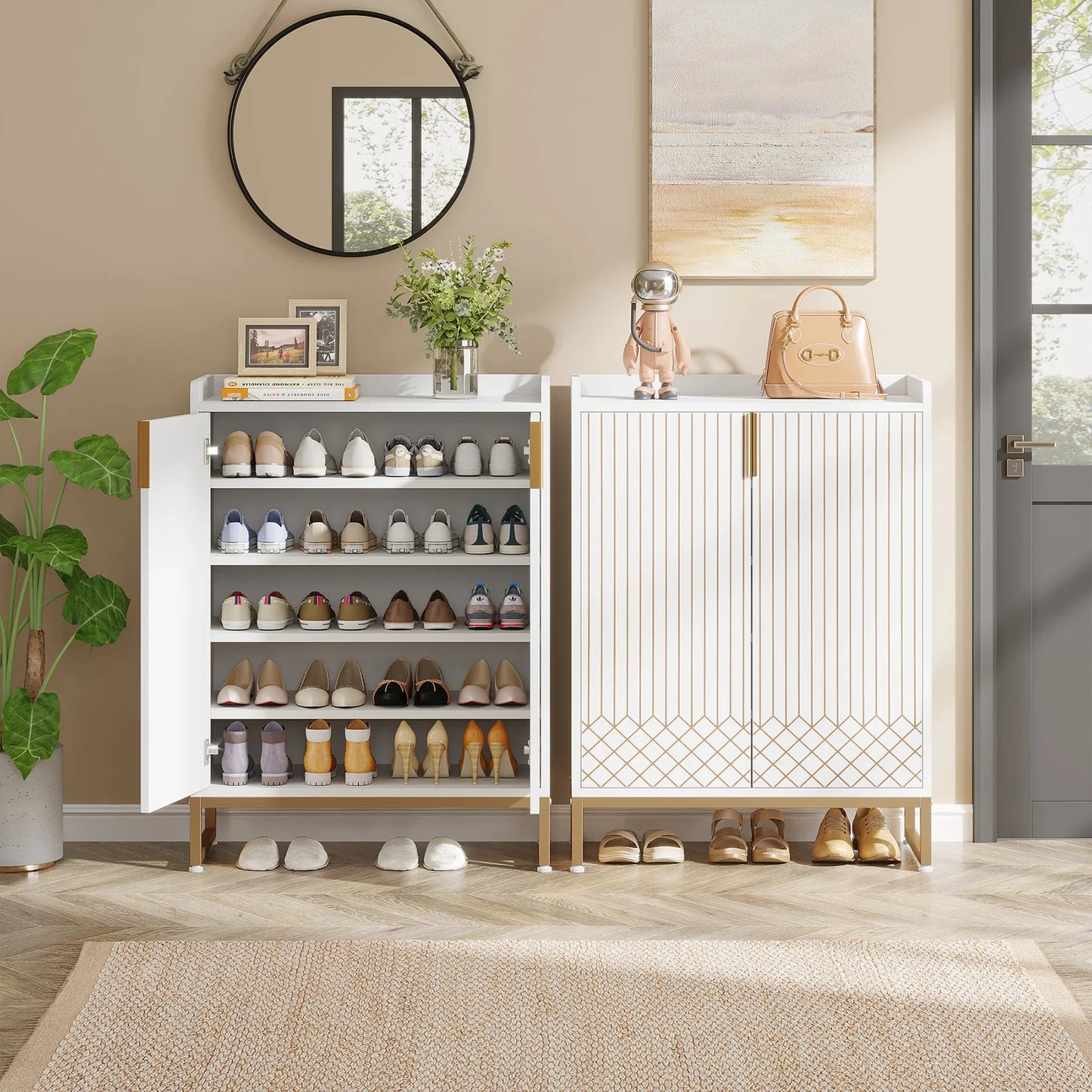 Tribesigns 5 Tier Shoe Cabinet With Doors