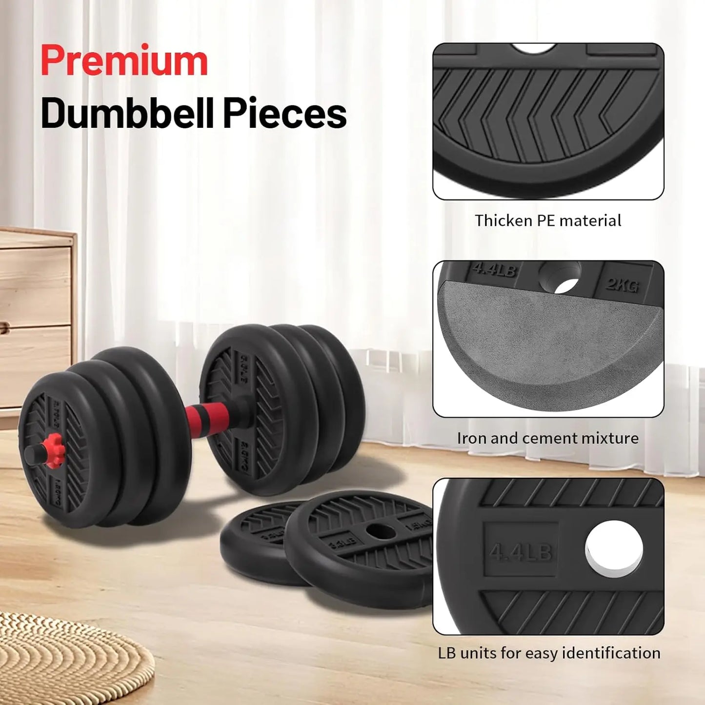 Adjustable Dumbbell Set 20-80lbs For Home Gym 4-In-1 Workout
