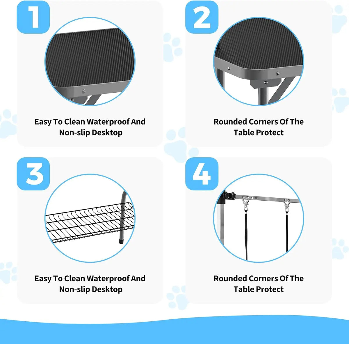 Garvee 36'' Foldable Dog Grooming Table Portable Bathing and Haircut Station for Dogs/Cats Anti-Slip Surface Lightweight for Home Salon Use Adjustable H Arm, Mesh Storage Basket, Waterproof Anti-Slip Top