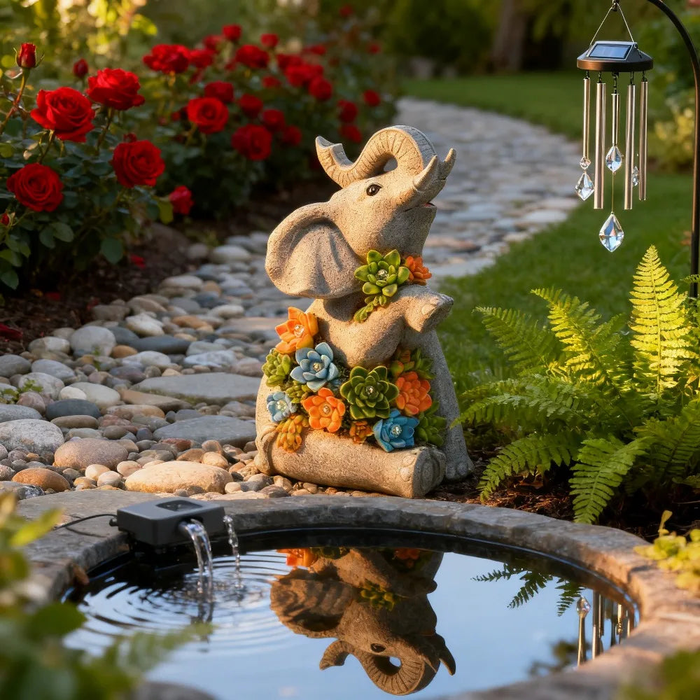 Solar Garden Turtle Elephant Dragon Statue Light Outdoor Decor