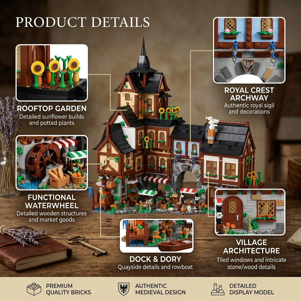 Barweer Medieval Europe Towns Building Blocks Set Compatible With Lego