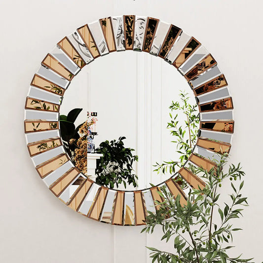 BORWAR Round Wall Mirror Decor for Hallway and Bathroom