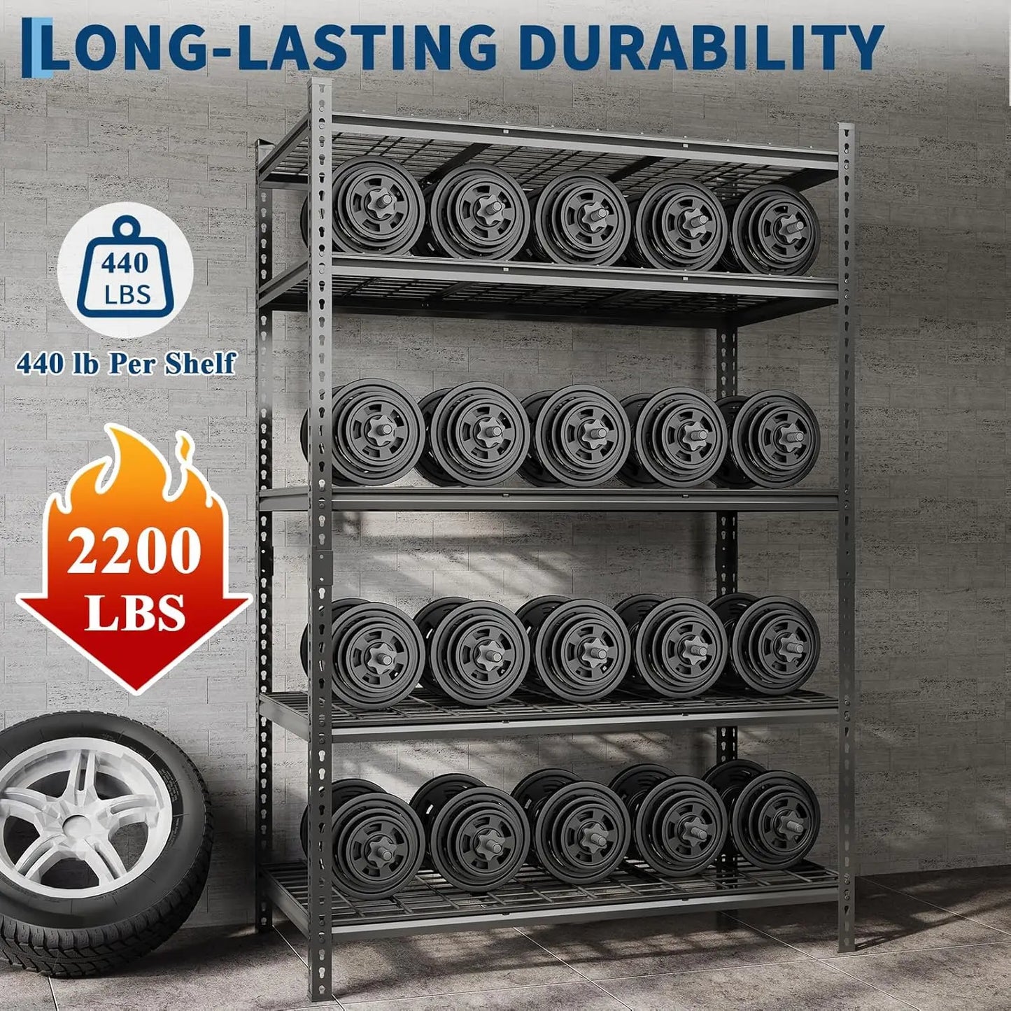 Twister.CK 5-Tier 2000lb Heavy Duty Metal Storage Shelving Unit