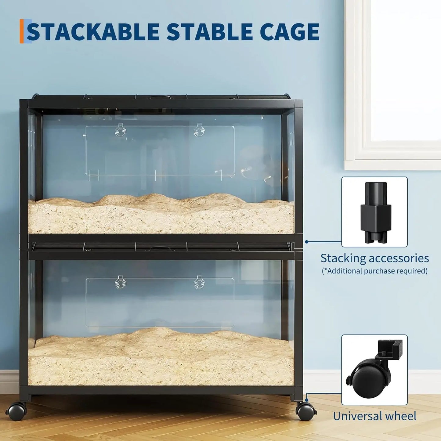 HiMISS Chew Proof Metal Hamster Cage Stackable With Acrylic Panels