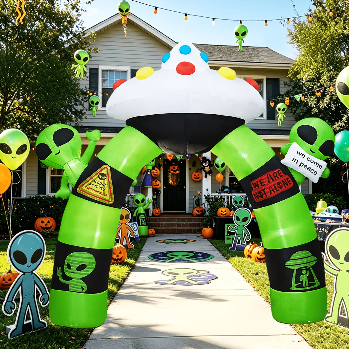 Halloween Inflatable Alien Archway With Built In LED Lights Outdoor