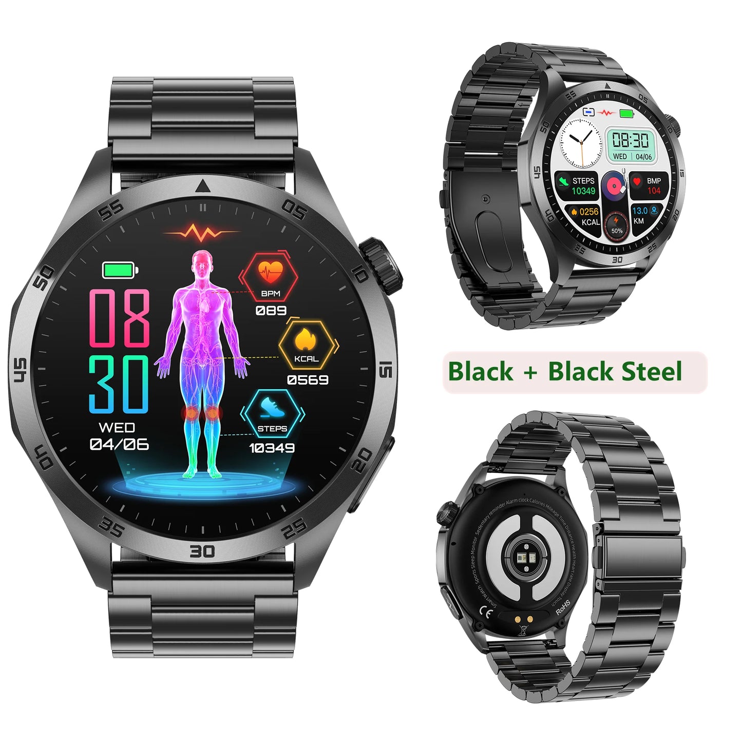 ECG PPG Health Smartwatch Blood Pressure Oxygen Tracking Bluetooth Calls