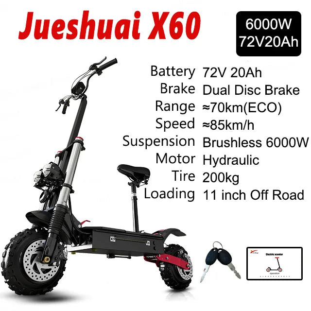 Jueshuai Outdoor Off Road Electric Scooter 48V 72V 1000W 6000W
