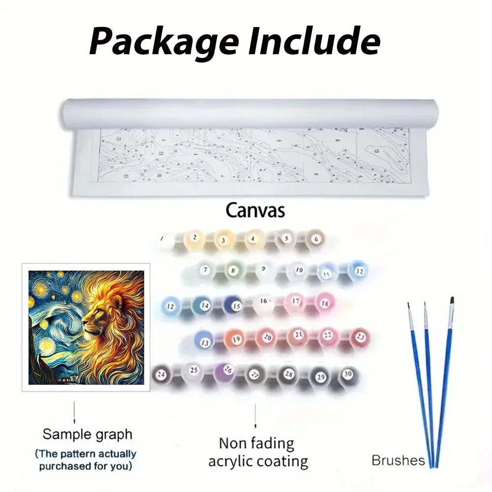 Van Gogh Style Paint By Numbers For Adult Animal Lion Diy Art Craft Kit HandPainted On Canvas Valentines Gift Home Decor