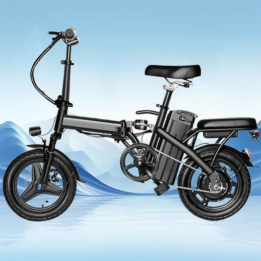 Adults Electric Bicycle, 14" Folding Electric Mountain Bike 450W Peak Motor Ebike 19Mph 21Miles 10.4AH Electric E Bike for Adult