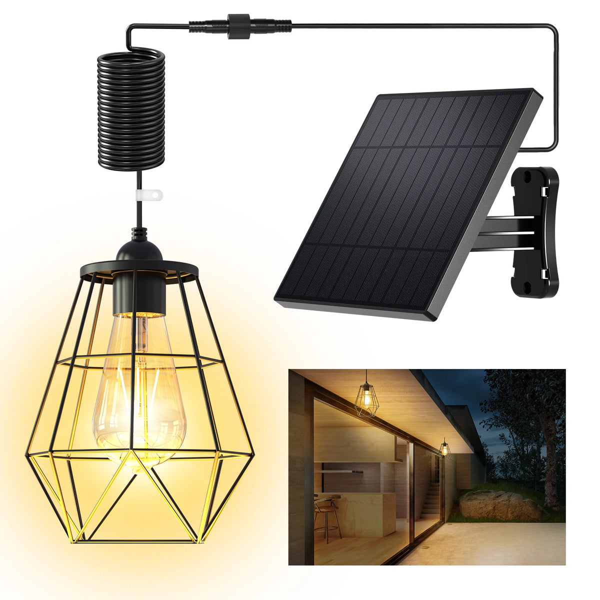 Intelamp Solar Hanging Pendant Lights for Indoor and Outdoor Spaces
