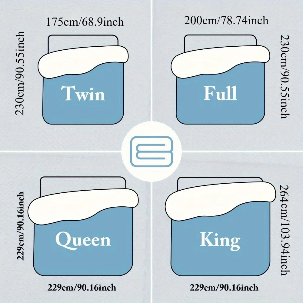 NONECN All-Season Thickened Lamb Wool Sherpa Quilt Set with Pillowcases