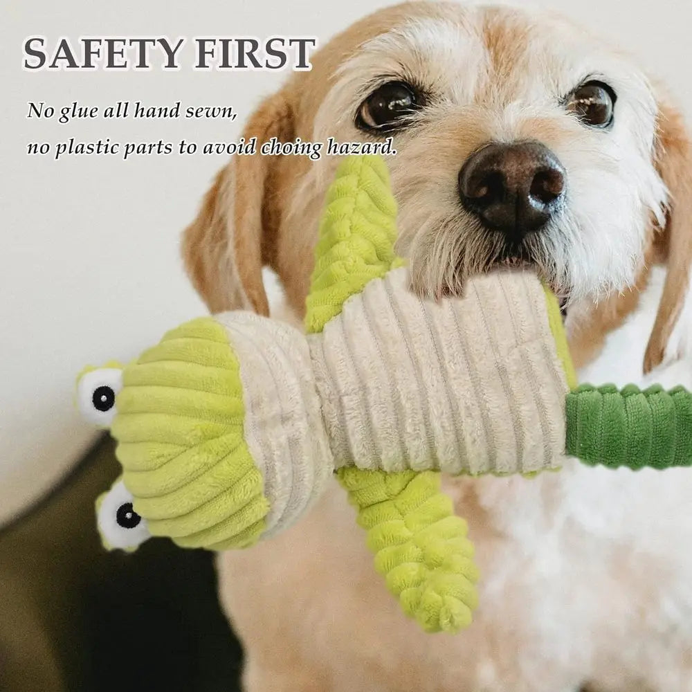 Five Pack Squeaky Plush Dog Toys Bundle Ox Duck Elephant