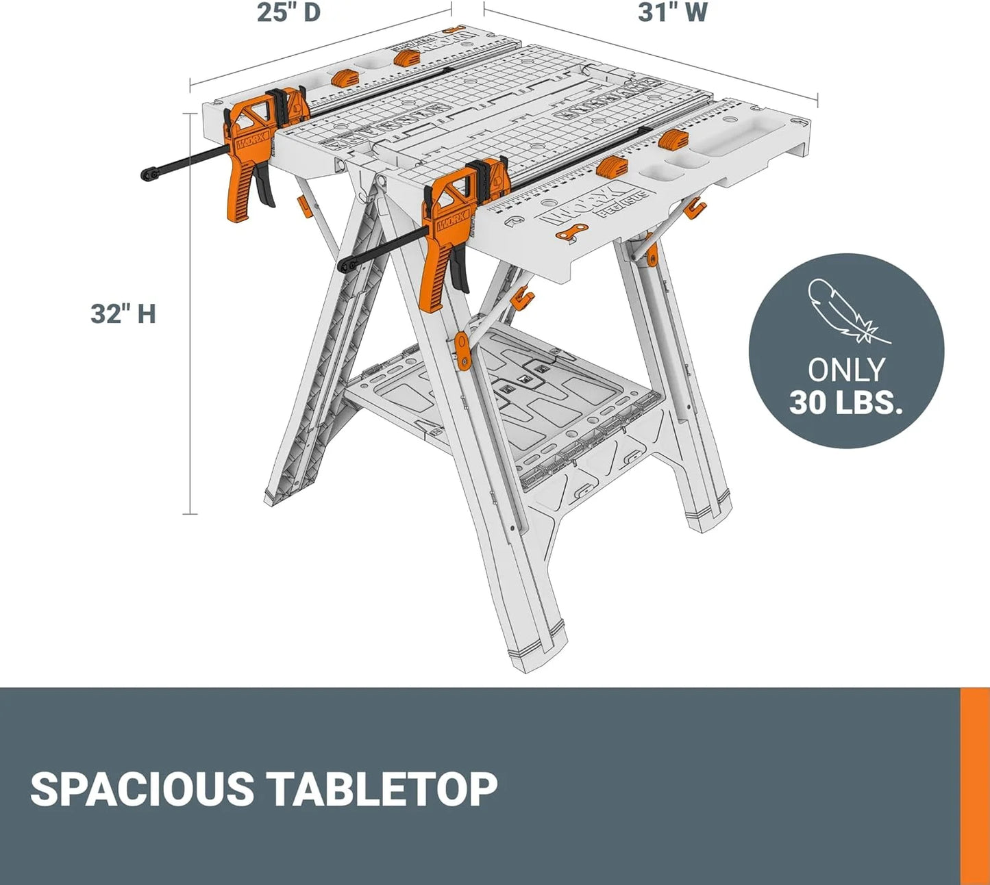 Pegasus 2-In-1 Folding Work Table And Sawhorse Portable Workbench
