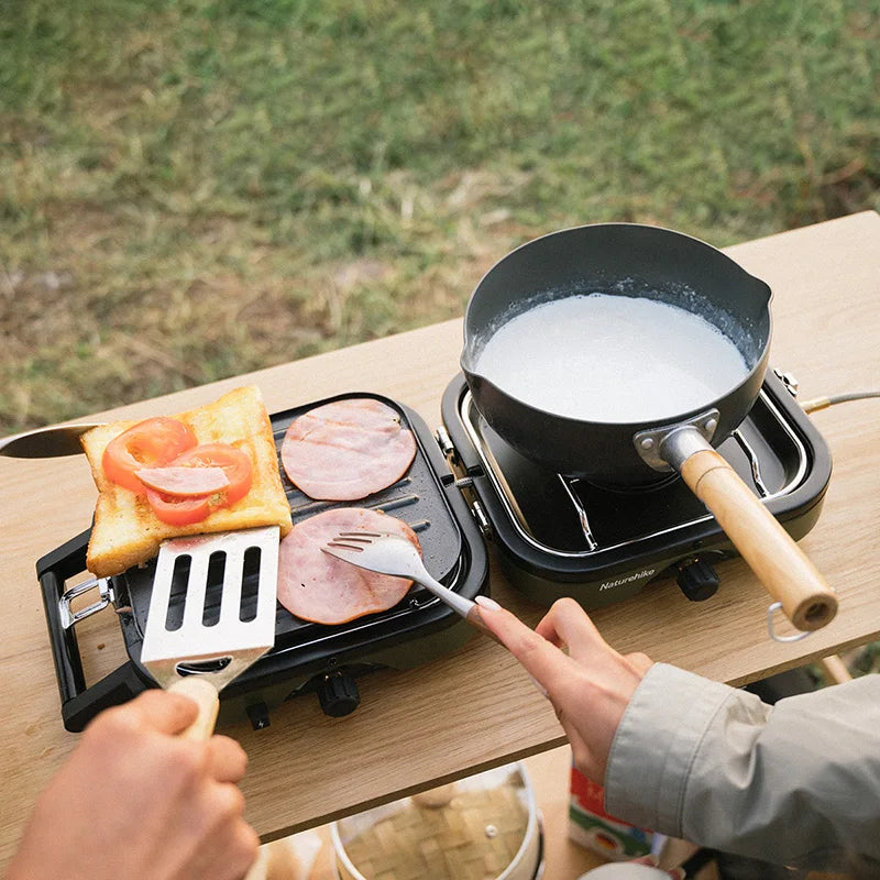 Naturehike Camping Stove 2 Burner Portable High Firepower Folding Camping Gas Burner with Griddle Outdoor Picnic Cooking Set Gas Stove
