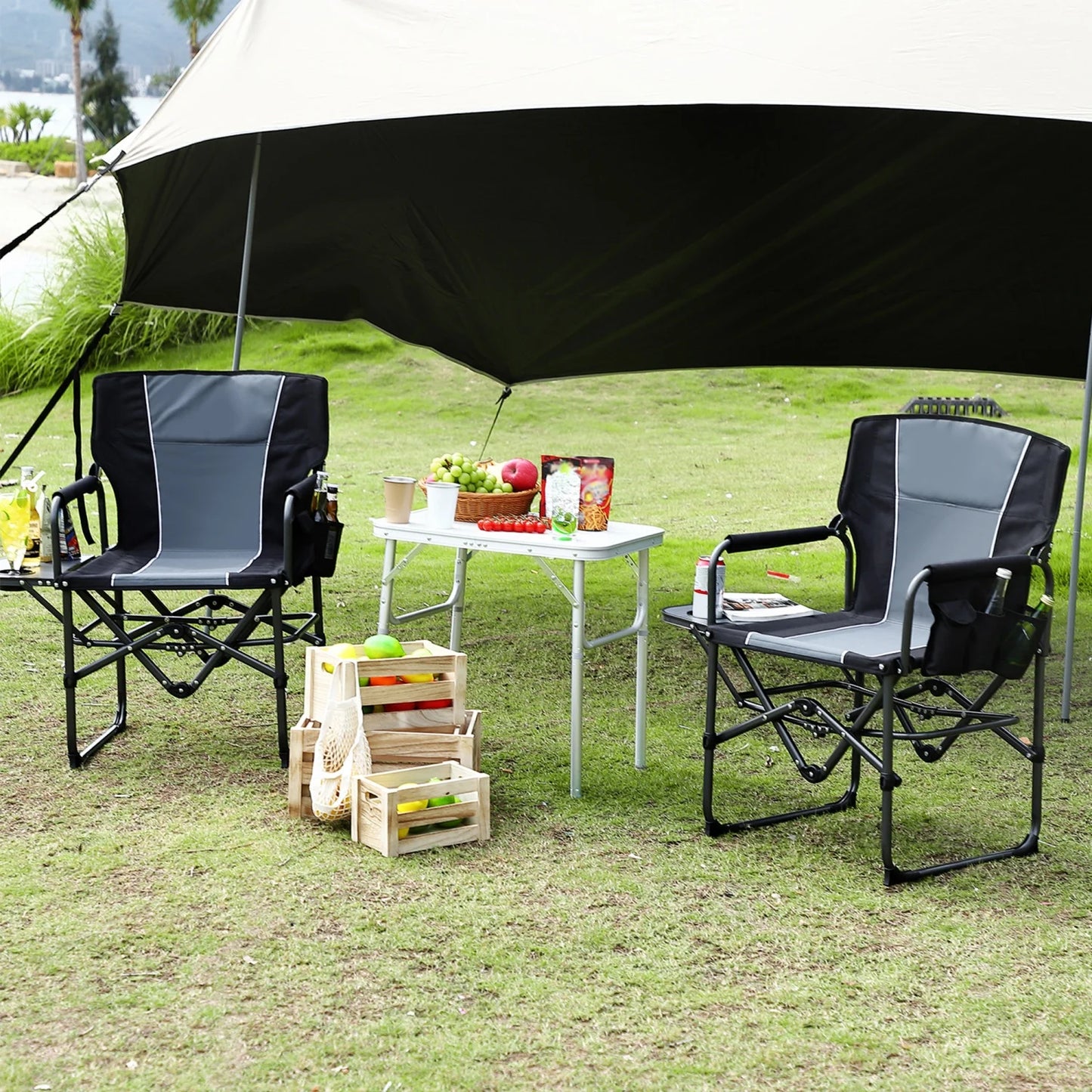 HiMISS Heavy Duty Folding Directors Chair With Table