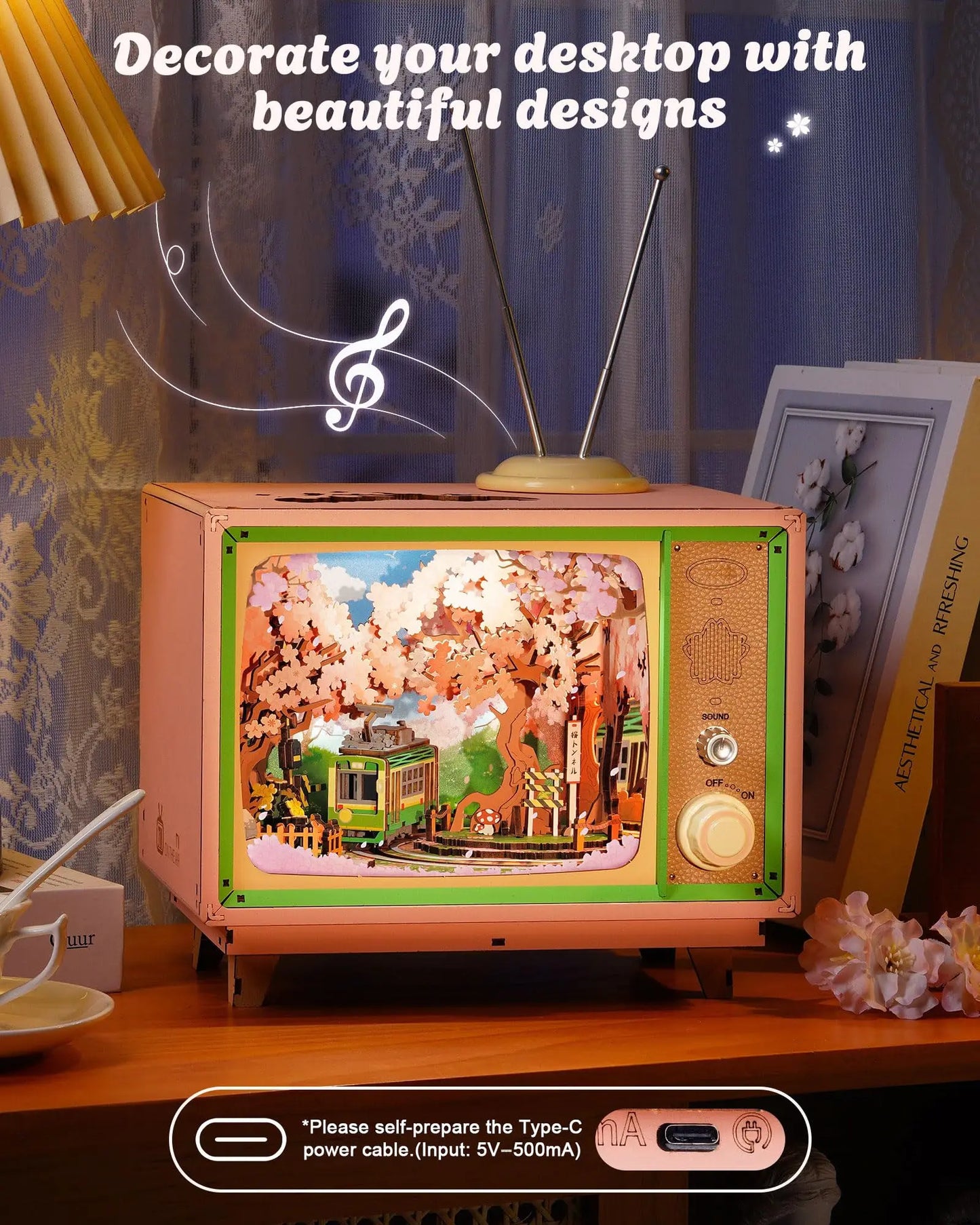 Robotime Sakura Tour DIY Music Box 3D Wooden Puzzle Lights