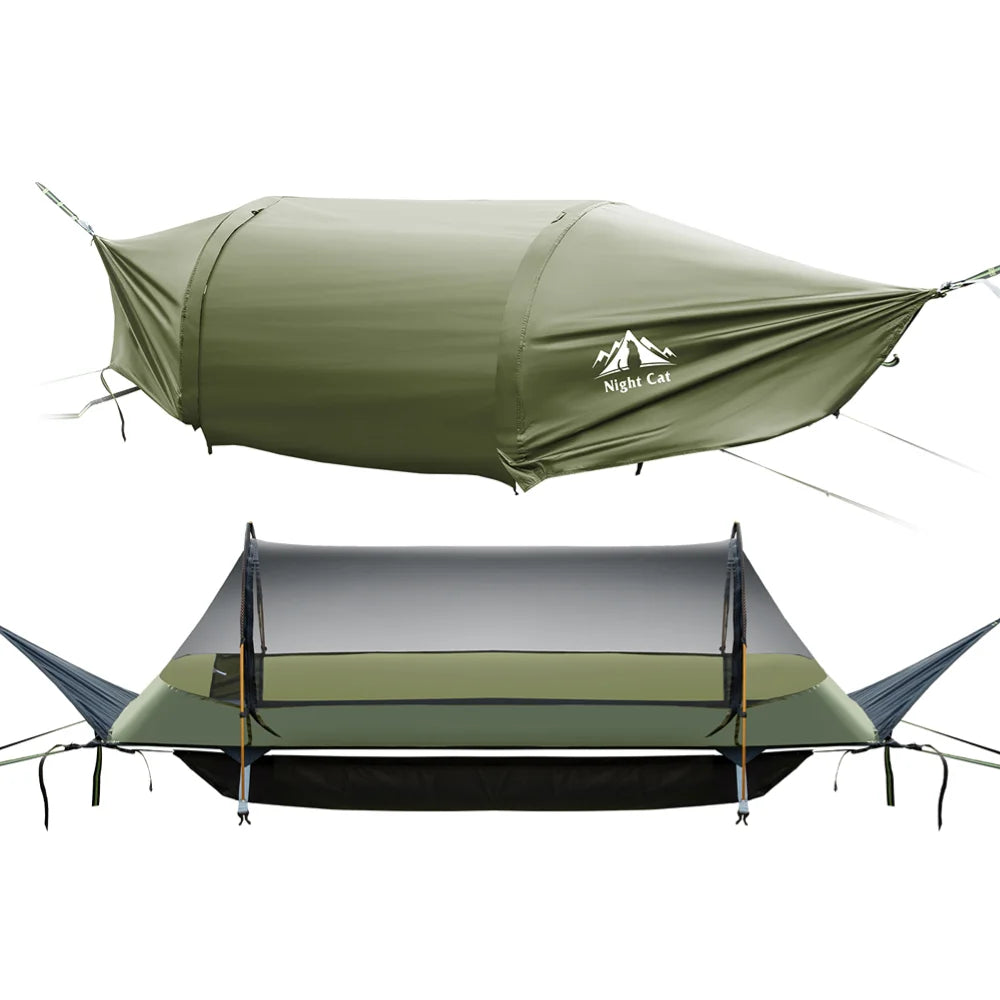 Night Cat Hammock Tent With Waterproof Rainfly Mosquito Net Storage