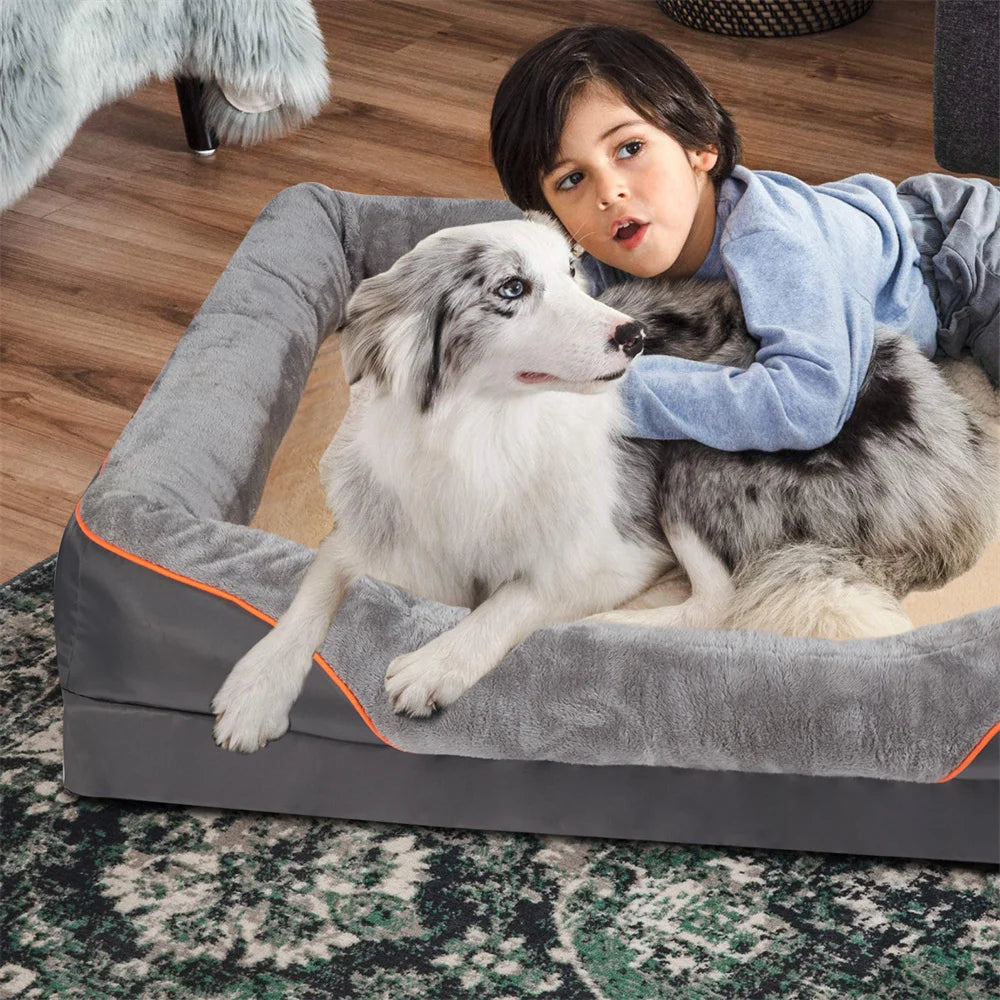 Borwart Orthopedic Memory Foam Dog Bed With Removable Cover