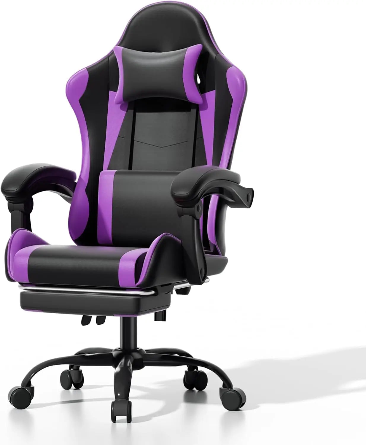 Athena Collection Ergonomic Gaming Chair With Footrest Headrest Lumbar Support