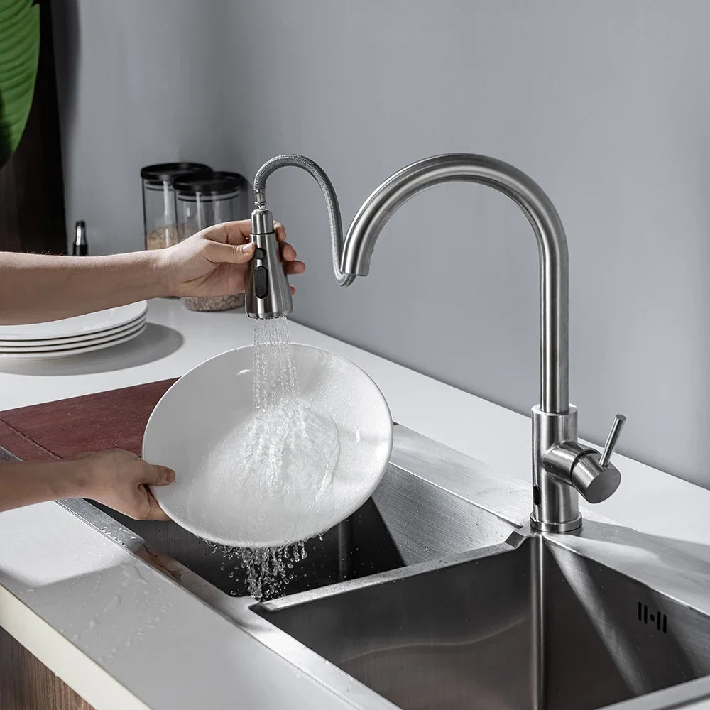 DQOK Touchless Infrared Sensor Kitchen Faucet Pull Out Sprayer