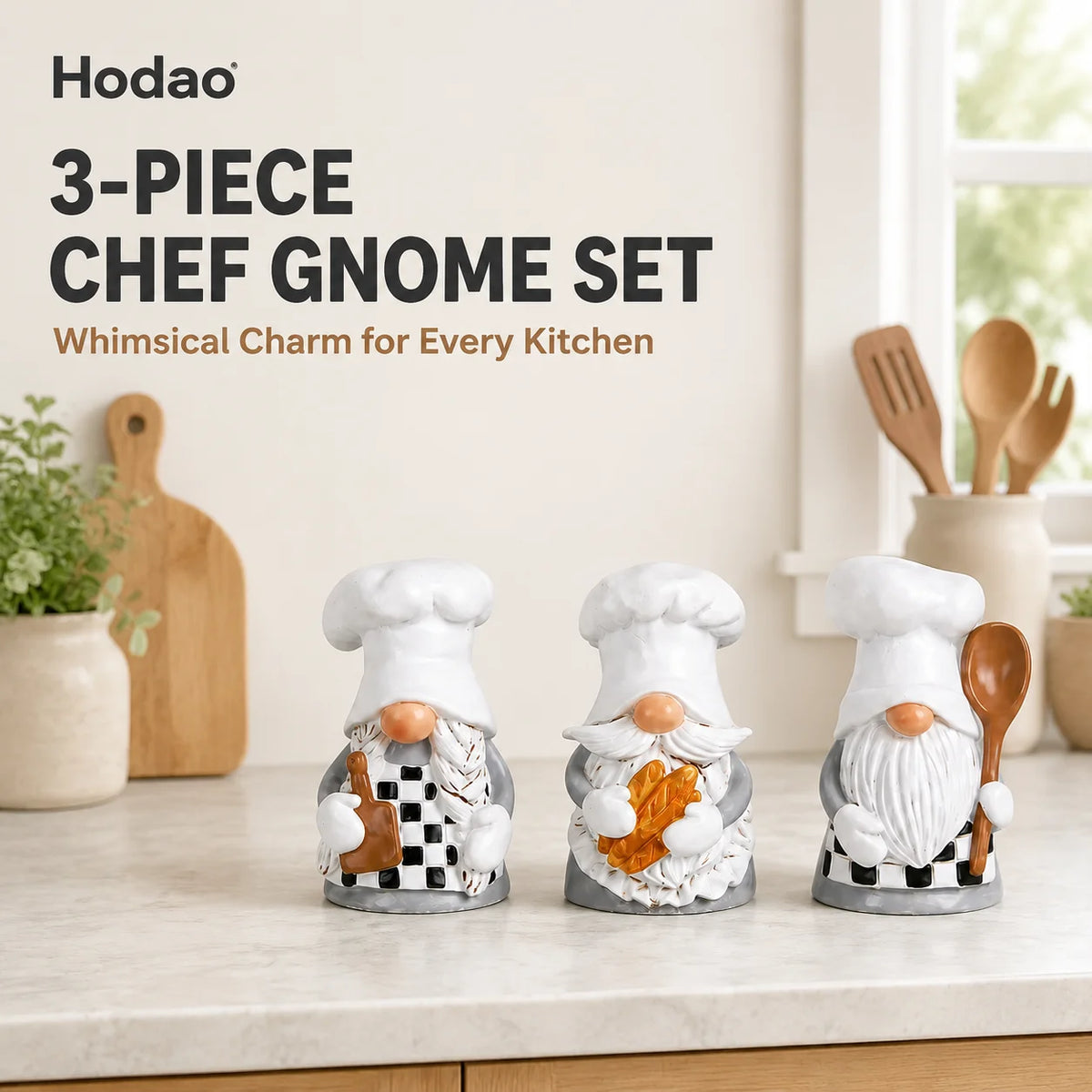 Hodao Resin Chef Gnome Figurine Set Kitchen Home Decor