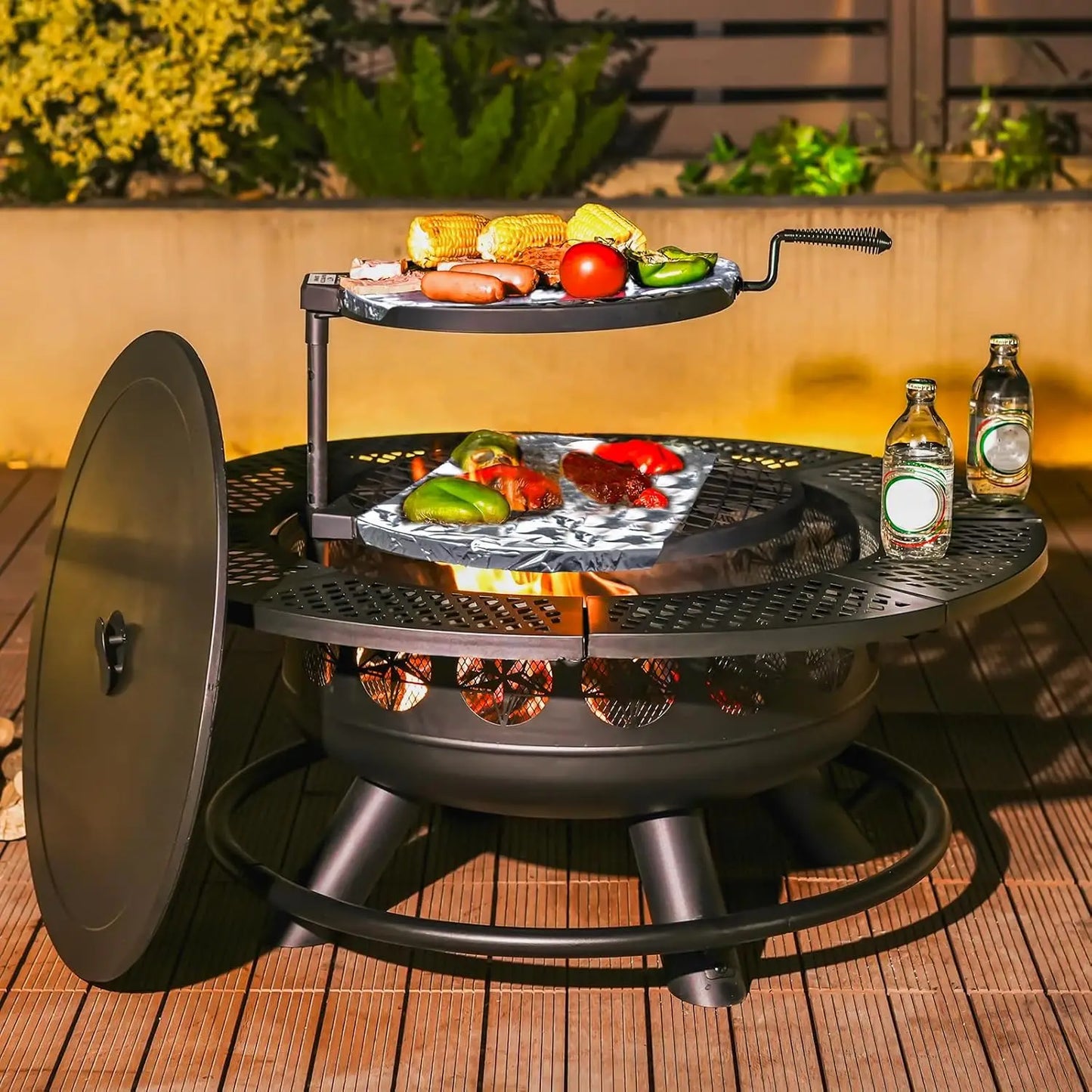 XMSJ Durable Outdoor Fire Pit With Grills Three In One