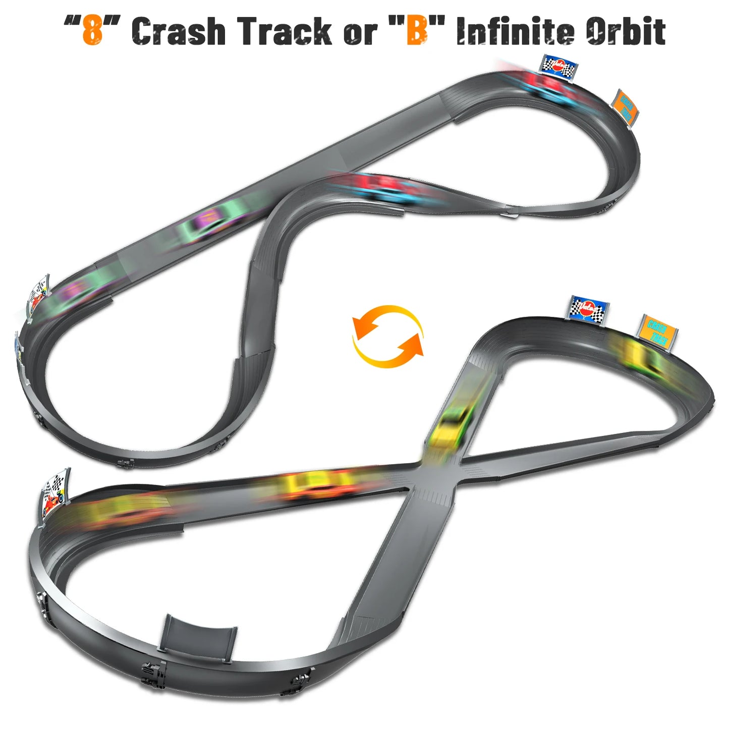 VATOS CRASH RACERS Track Speed Collision Racing Car Set Rechargeable Cars The Fast and The Furious Racing Toys Gifts Kids Game
