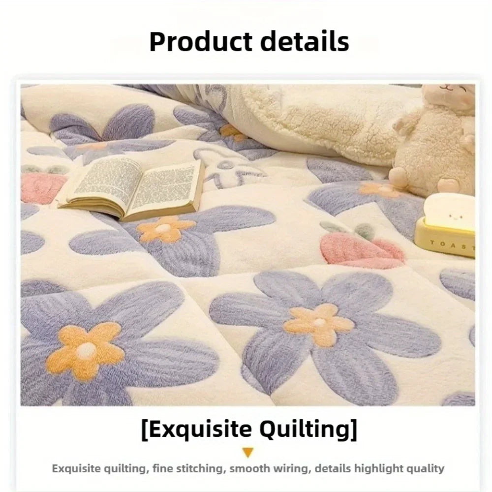NONECN All-Season Thickened Lamb Wool Sherpa Quilt Set with Pillowcases
