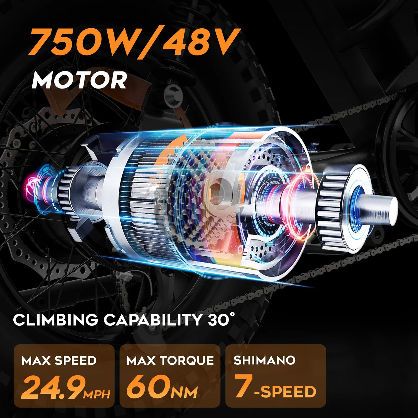 EILLEO Spacewalk Mountain Electric Bike 750W Peak Motor