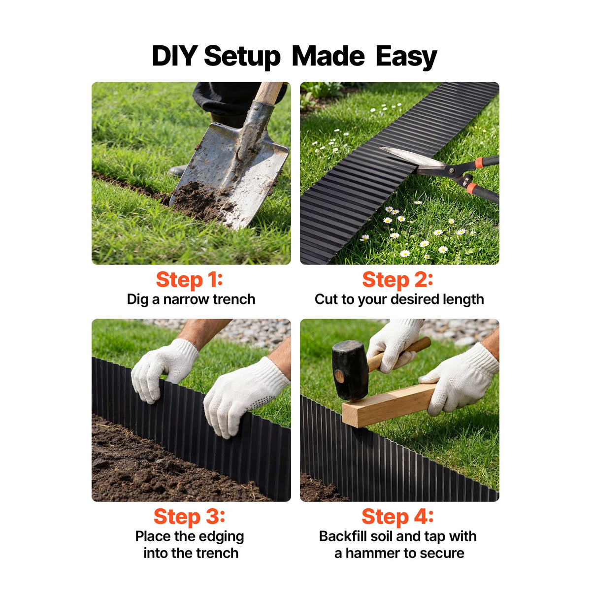 SucceBuy Galvanized Steel Landscape Edging for Gardens and Flower Beds