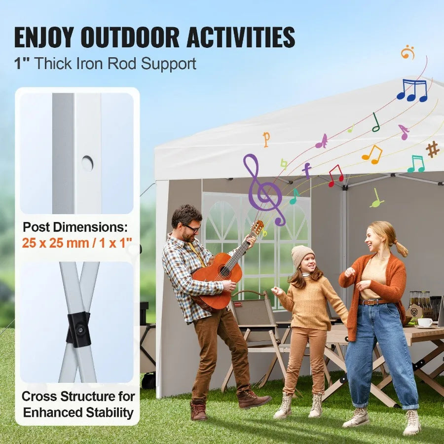Adjustable Pop Up Canopy Gazebo With Ventilated Sidewalls Shelter