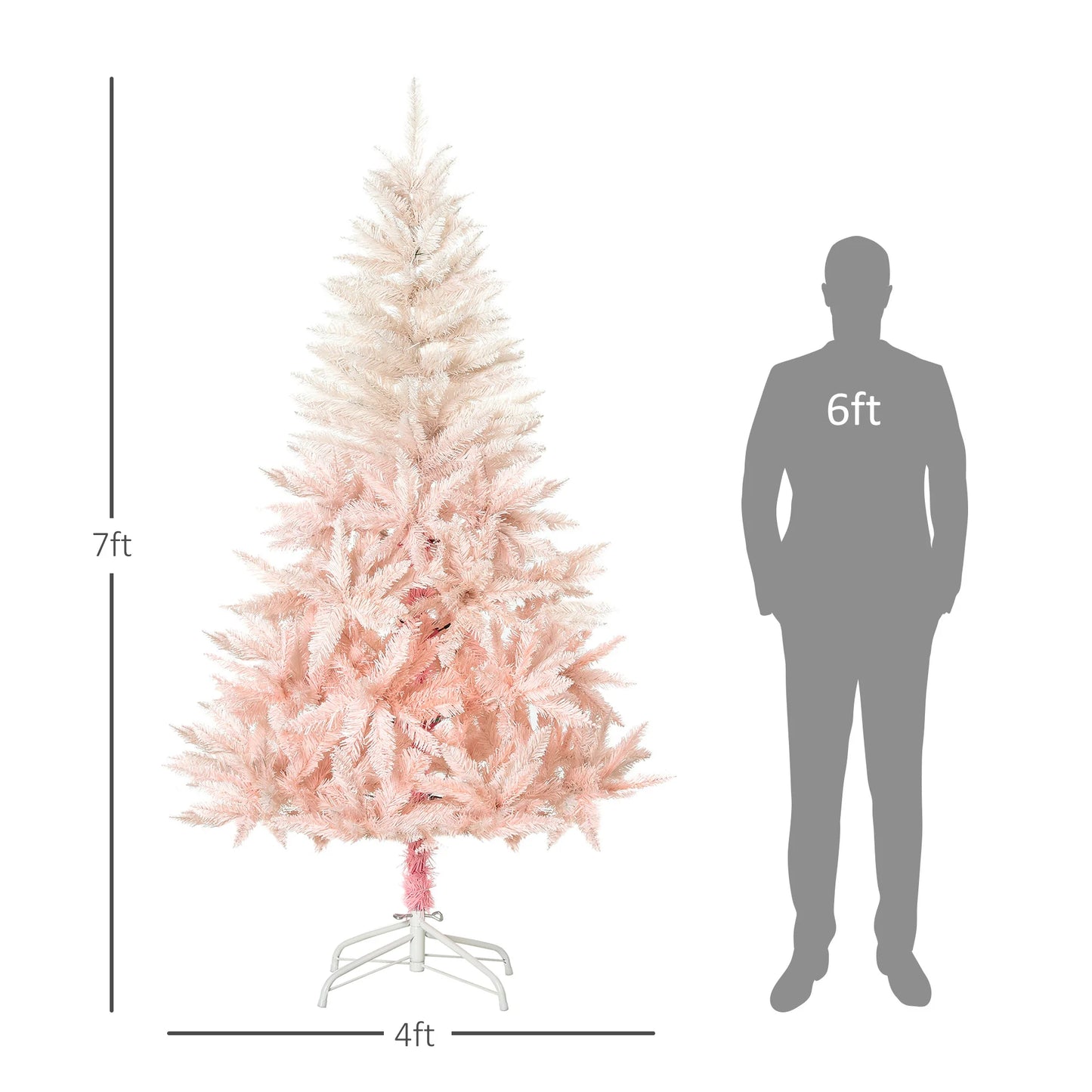 7ft Unlit Spruce Artificial Christmas Tree with Realistic Branches and 1000 Tips, Pink
