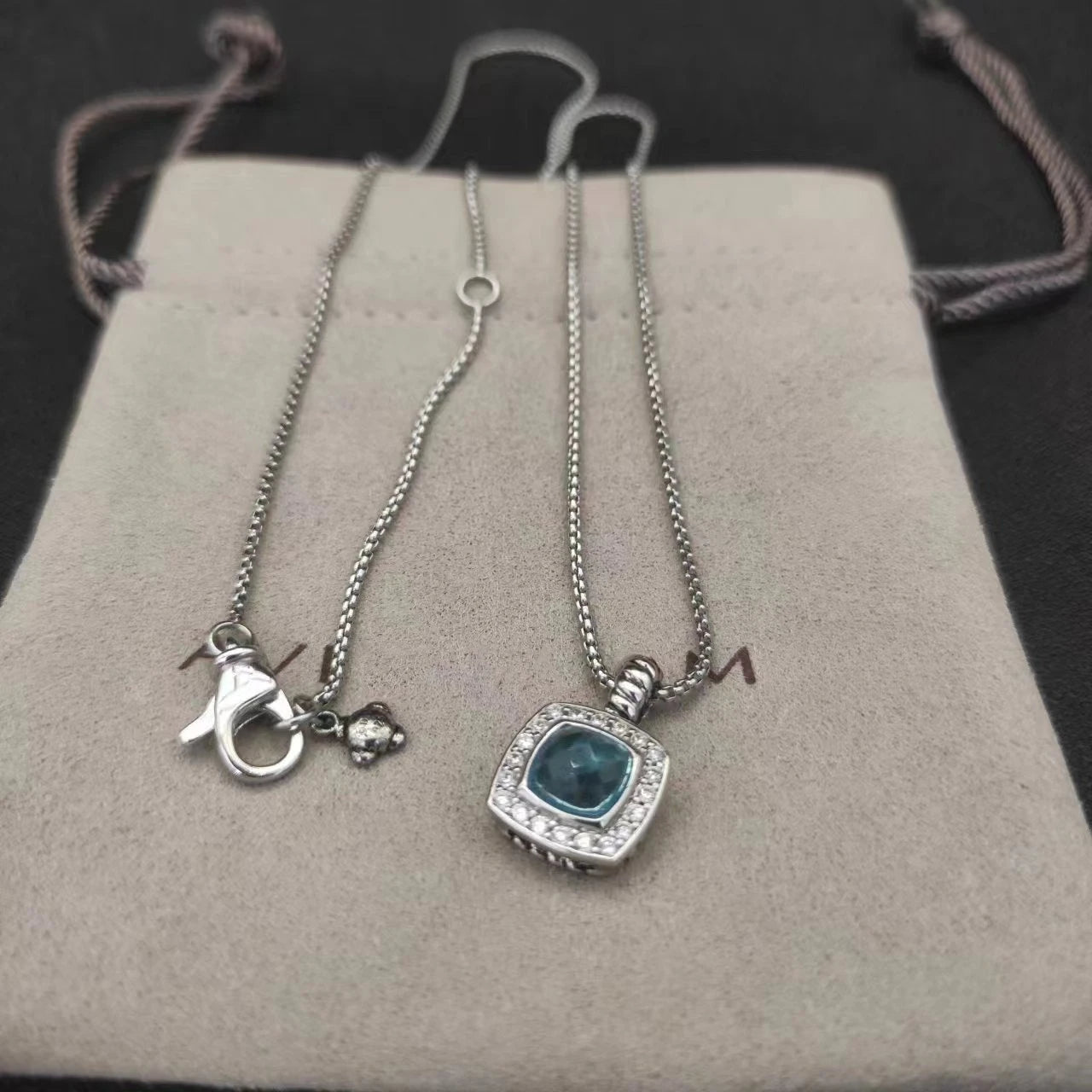 Sterling Silver Zircon Necklace And Earrings Set For Unisex