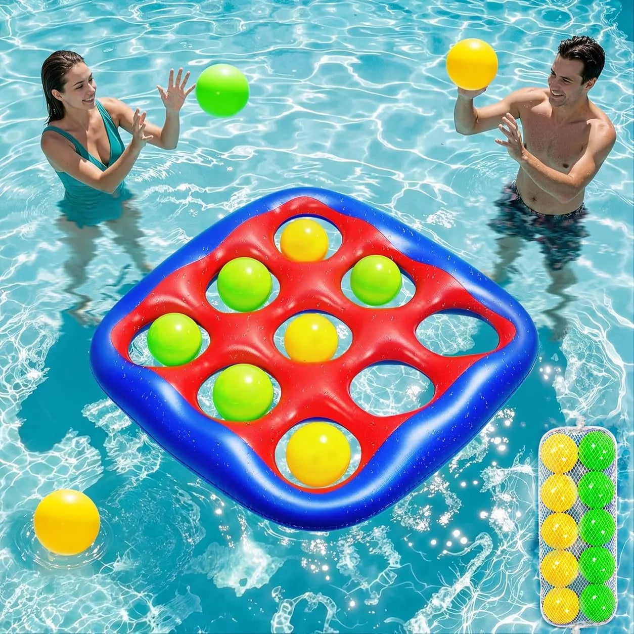 Tic Tac Toe Inflatable Pool Game Set for 2-10 Players