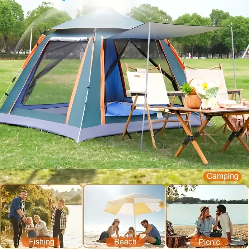 Automatic Open Waterproof Camping Tent With Sun Protection For 3 To 6 People