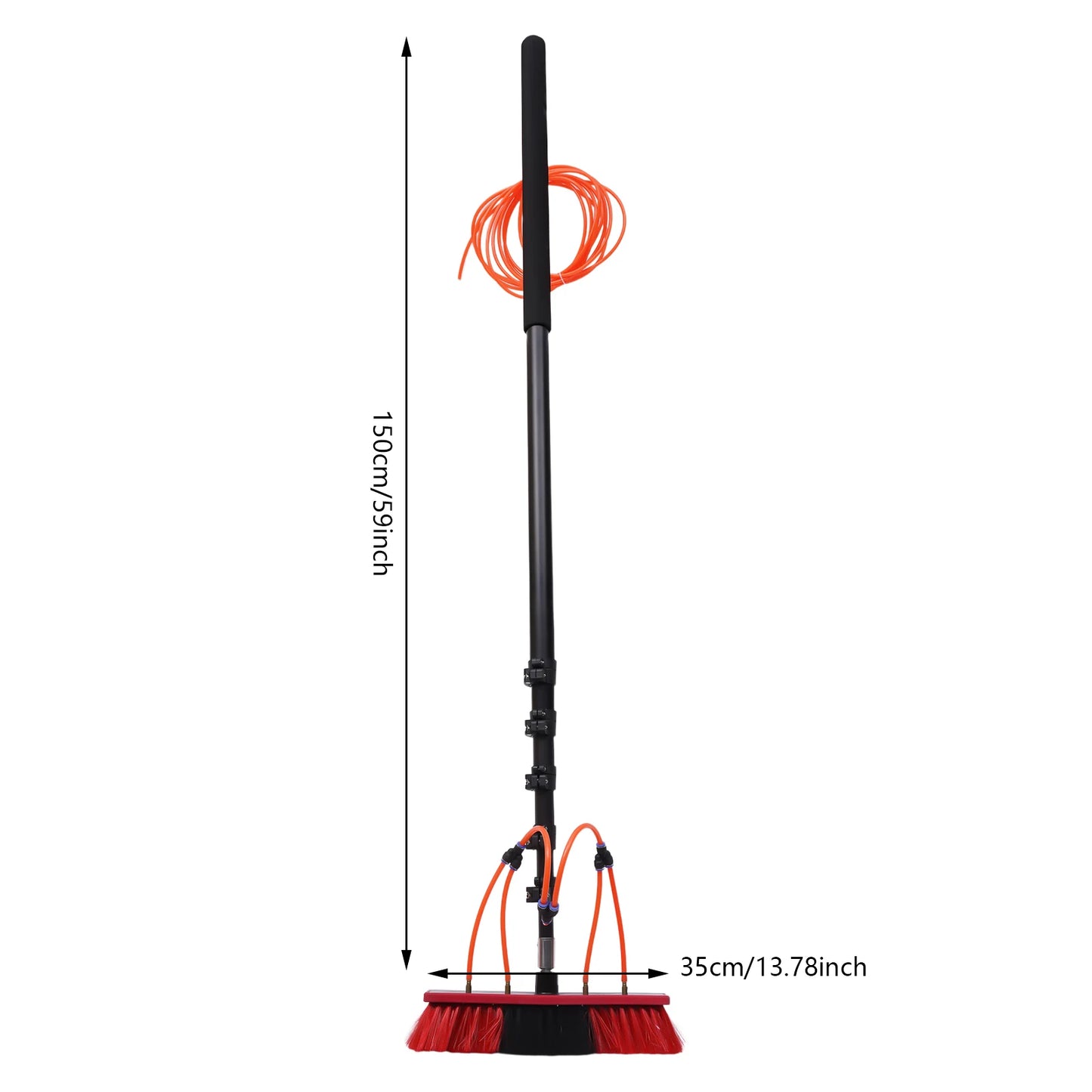 24ft Water Fed Pole Kit Aluminum Alloy Water Fed Brush Washing Tool with Hose for Window Glass Solar Panel Car Cleaing