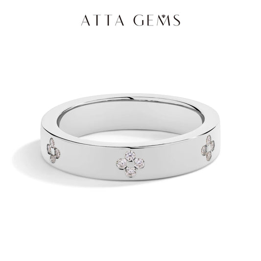 ATTAGEMS Simple D VVS1 Moissanite Ring Round Cut 1.2mm S925 Sterling SIlver Wedding Band Jewelry For Women Shipping from the USA