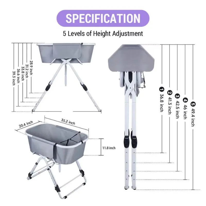 Dog Litter Foldable Elevated Pet Bathtub Stainless Steel