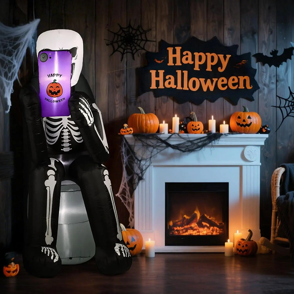 SHXI Halloween Inflatable Skeleton Tombstone Outdoor Decoration With LED Lights