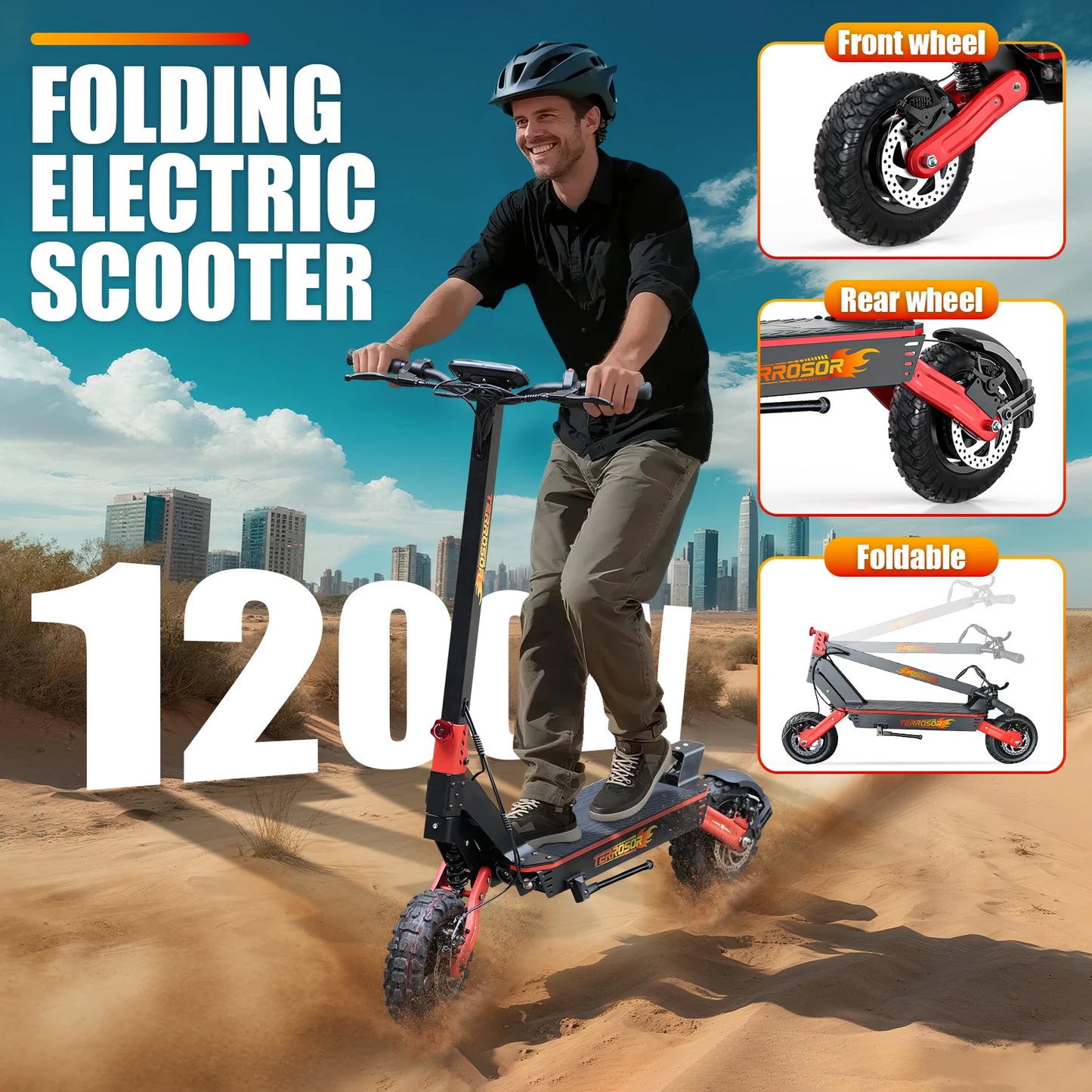 LELEKUAIC T9 Electric Scooter For Adults 1200W Motor 28 MPH Off Road