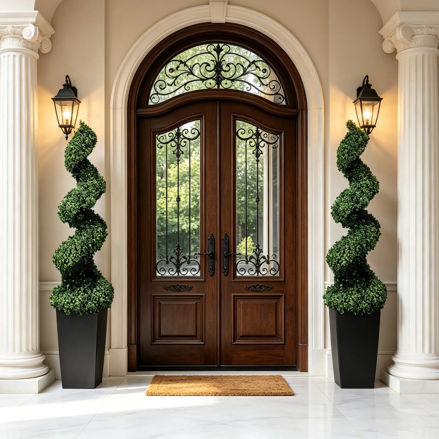 2.6/4.1/5.2ft Fake Plants 2 Pieces Artificial Boxwood Spiral Topiary Trees with Large Planter Spiral Faux Topiary Trees for Indoor Outdoor All-Year Green Fake Plants Highly Simulated for Home Christmas Decorative/Indoor/Front