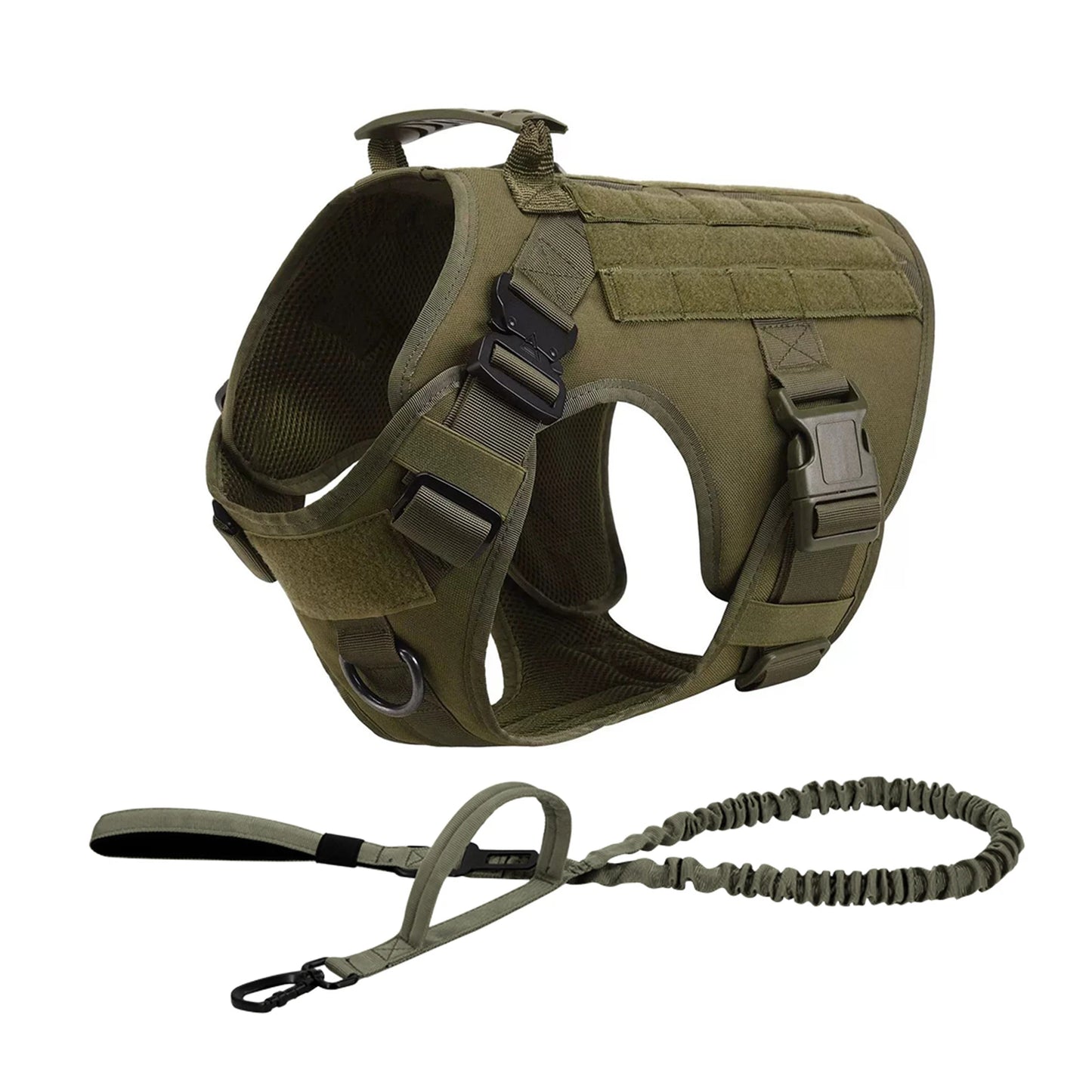 PETRAVELCN Tactical Dog Harness Molle Pouches Leash Vest Training