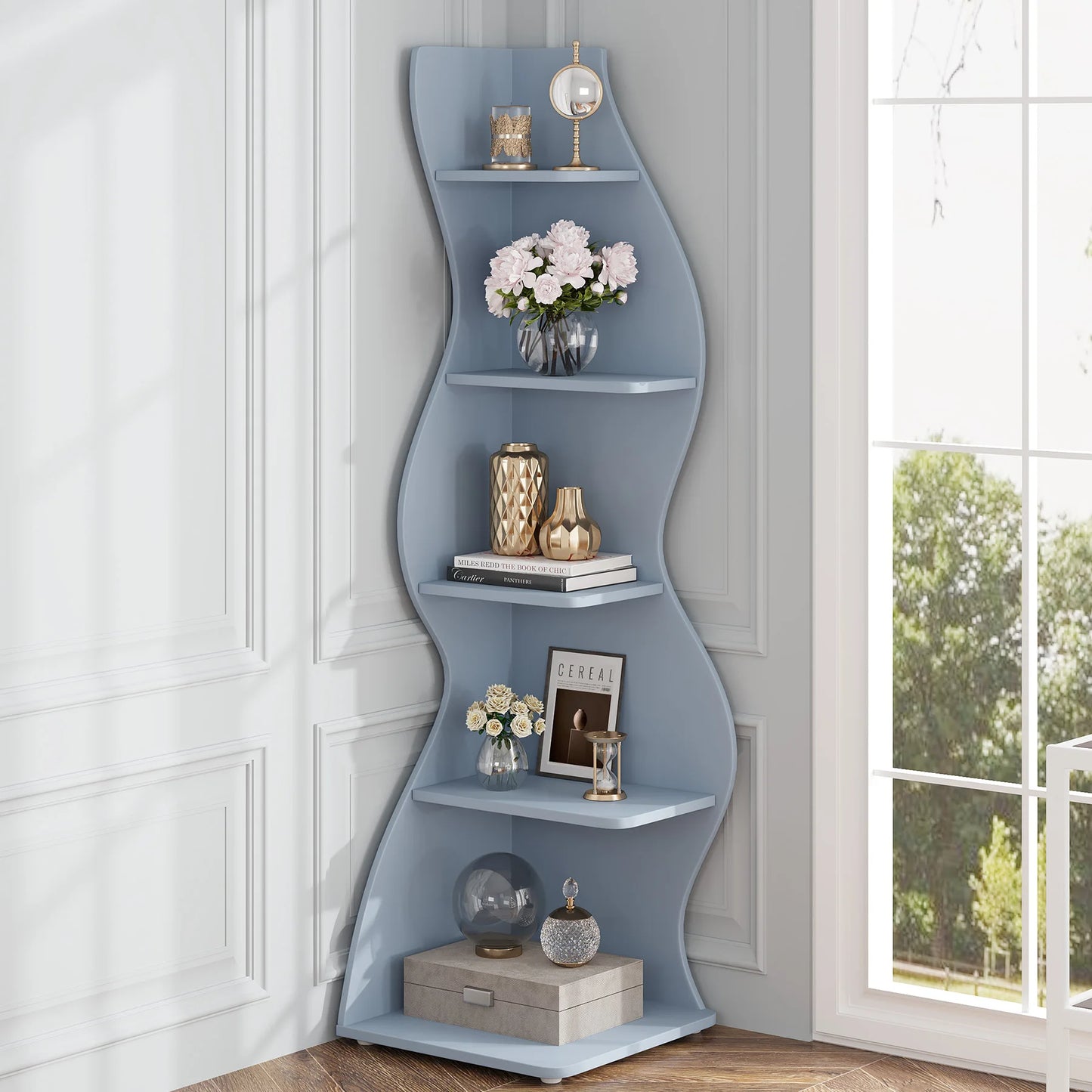 Tribesigns 5 Tier Corner Shelf Wall Bookcase Modern Plant Stand