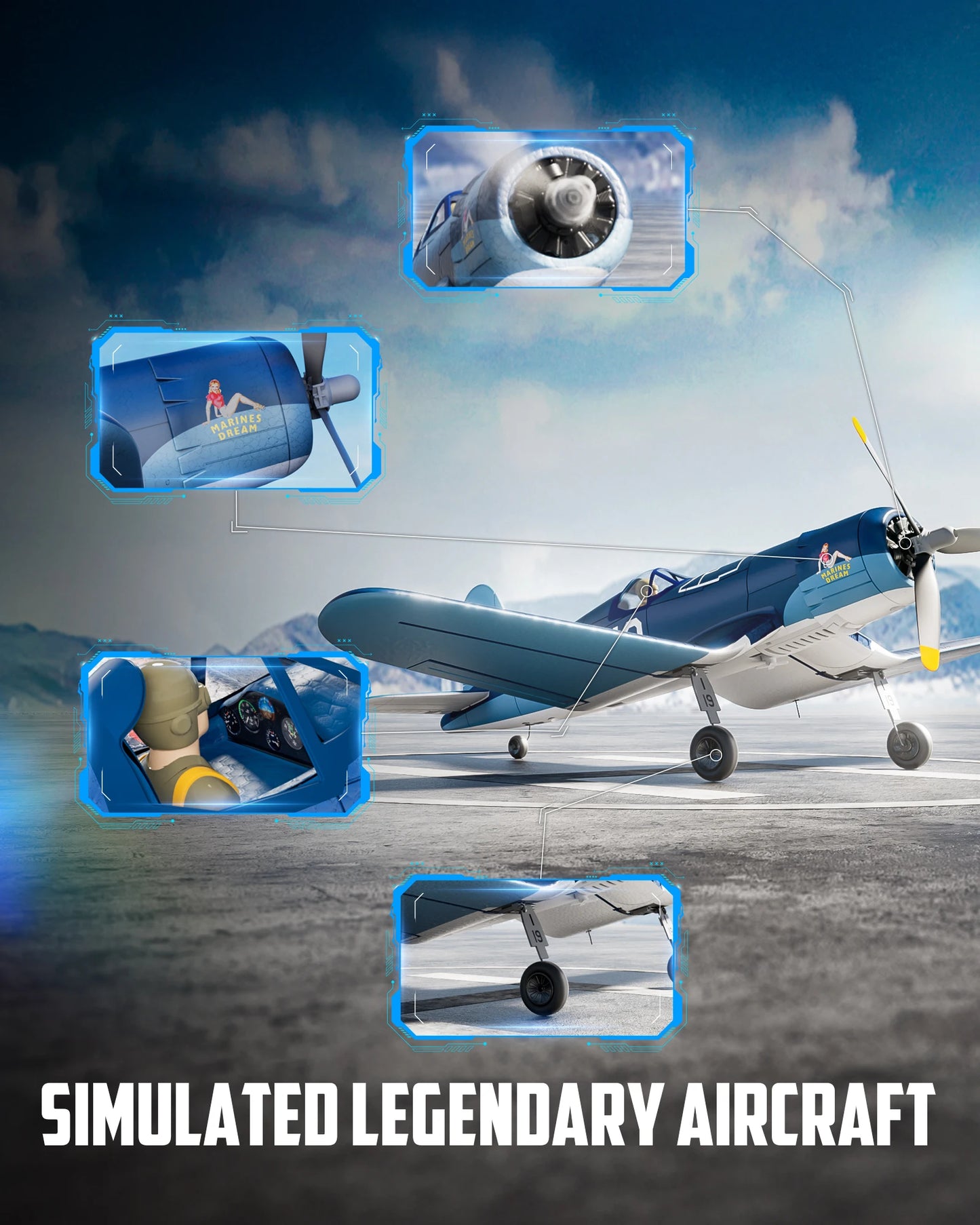 VolantexRCC Corsair Brushless RC Plane 4-Channel RTF