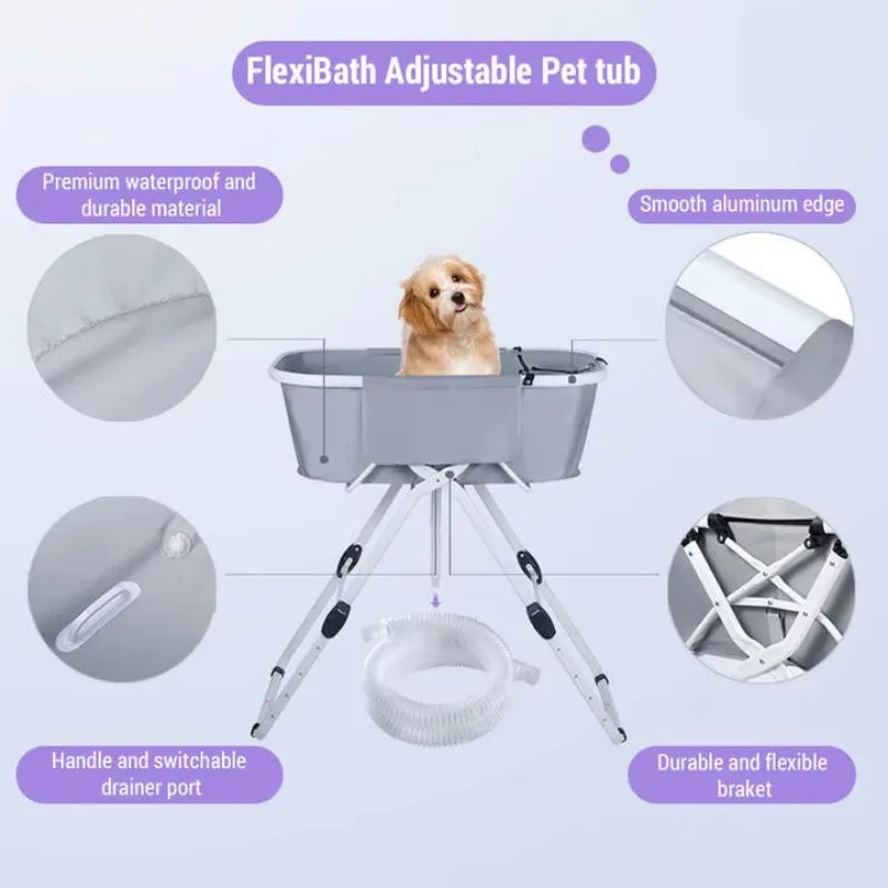 Dog Litter Foldable Elevated Pet Bathtub Stainless Steel