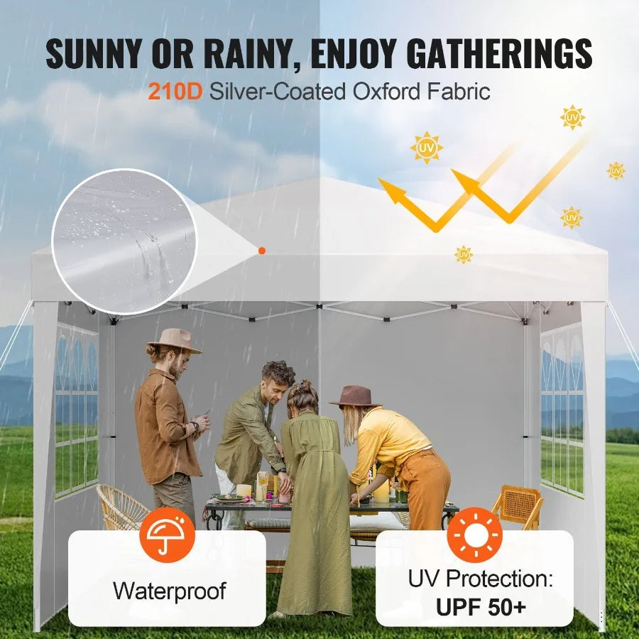 Adjustable Pop Up Canopy Gazebo With Ventilated Sidewalls Shelter