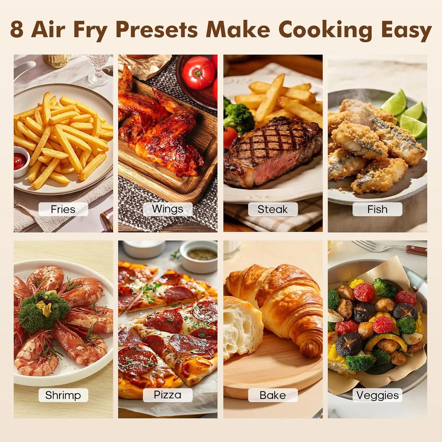 Air Fryer With Window 8 Presets Stainless Exterior 400F
