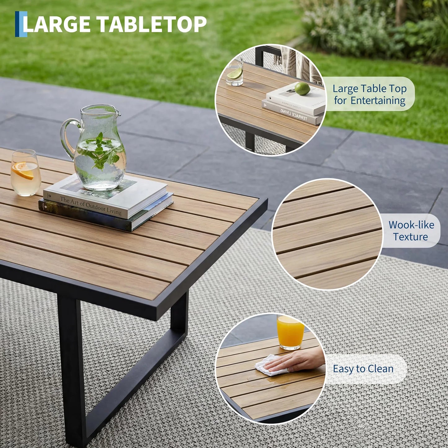 HobbyLane Modern 4 Piece Outdoor Patio Sofa With Coffee Table
